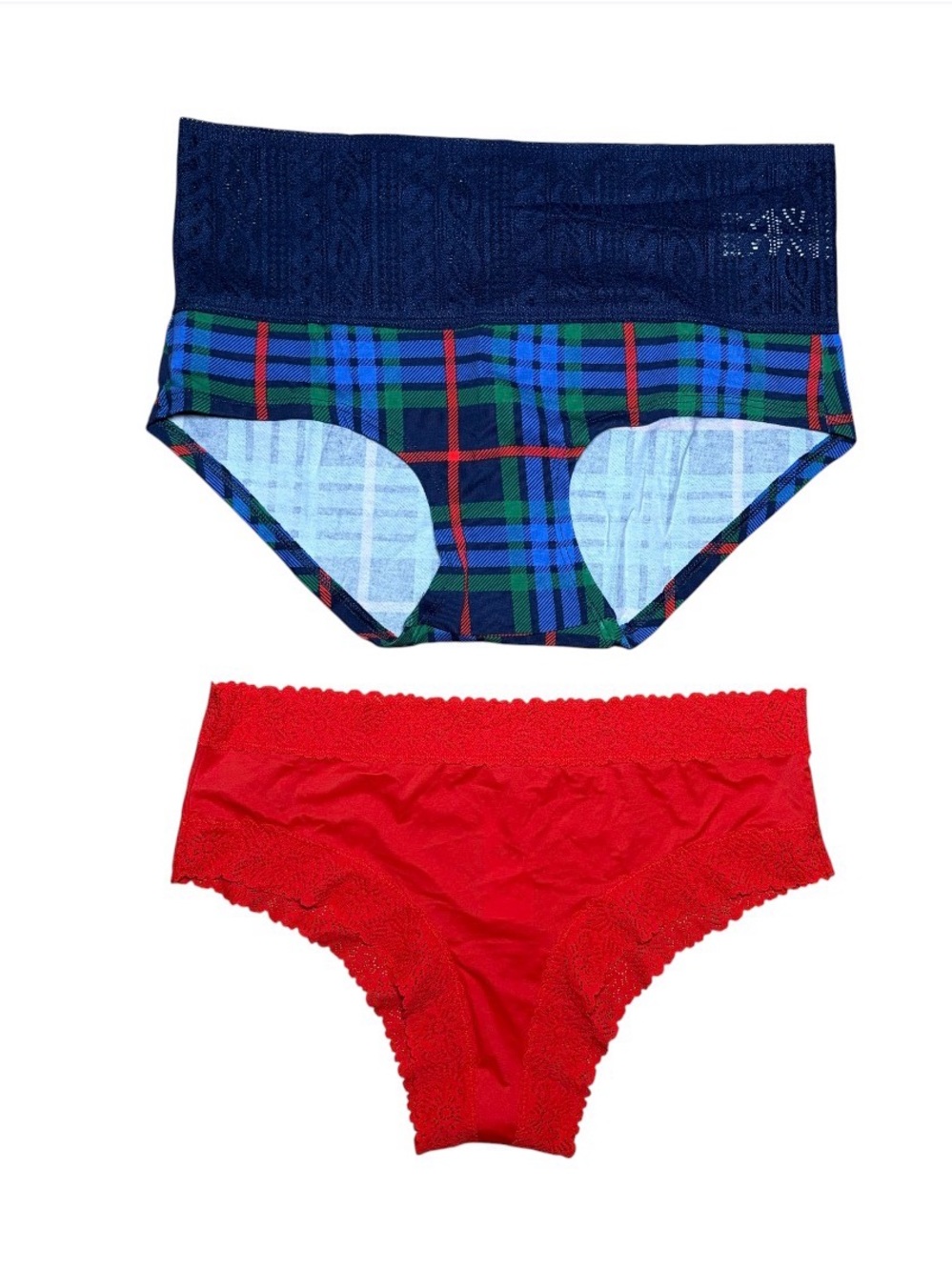 Aerie Sunnie Boy Brief Panties 2 Pack NWT Red Plaid